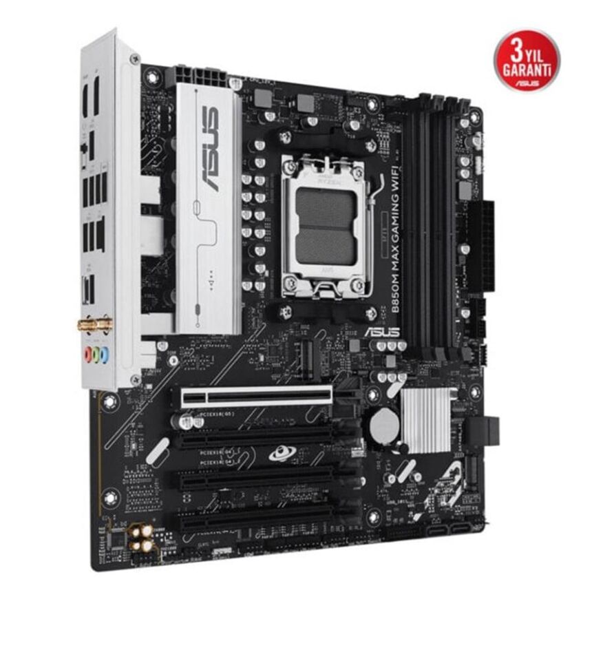 Asus B850M MAX GAMING WIFI 8000MHz (OC) DDR5 Soket AM5 M.2 HDMI DP mATX Anakart