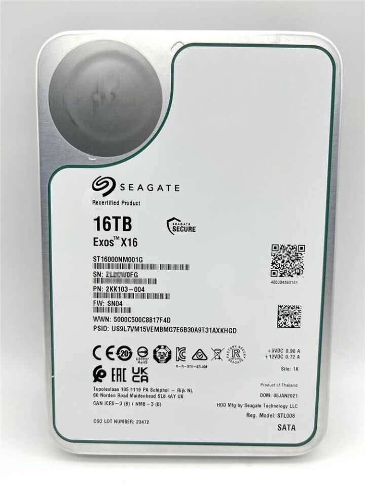 Seagate 16TB ST16000NM001G Exos X16 3.5 256M Enterprise SATA Harddisk (Boğaziçi Garantili)