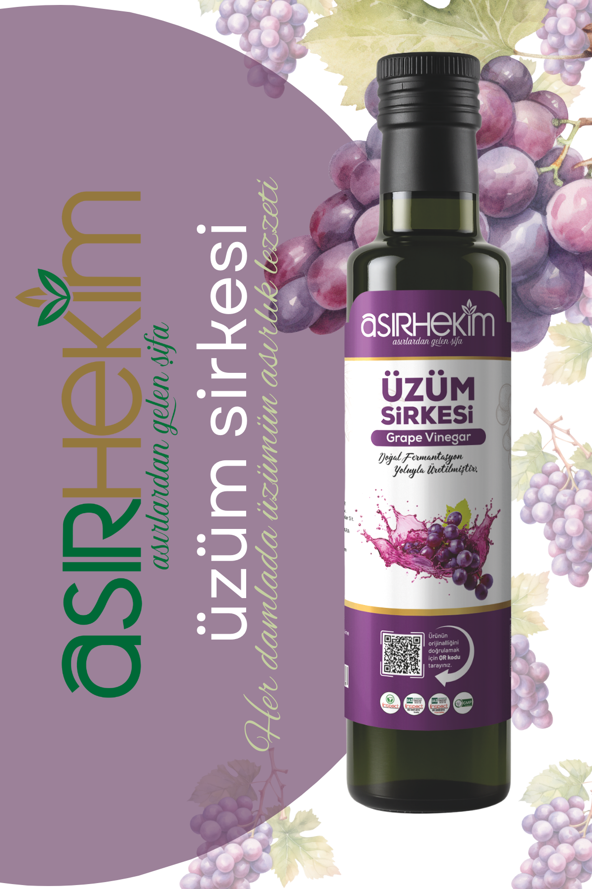 Asır Hekim Doğal Üzüm Sirkesi 500 ml
