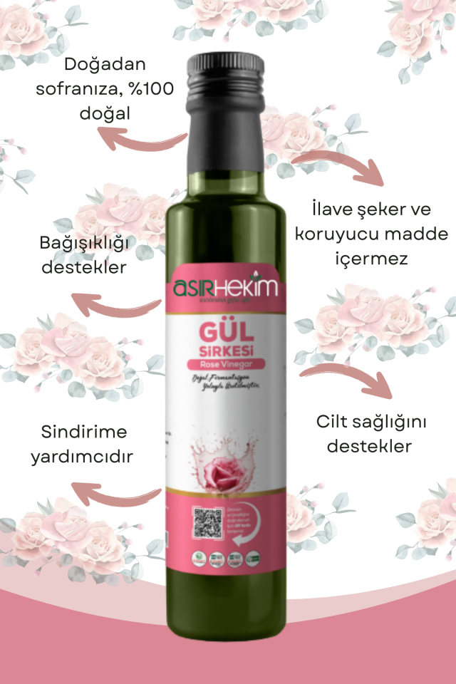 Asır Hekim Doğal Gül Sirkesi 500 ml