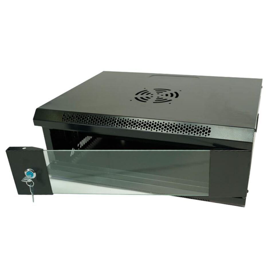 Racksan ML-6404S 4U Duvar Tipi Kabinet (200-530-400) Raf+Fan+Priz