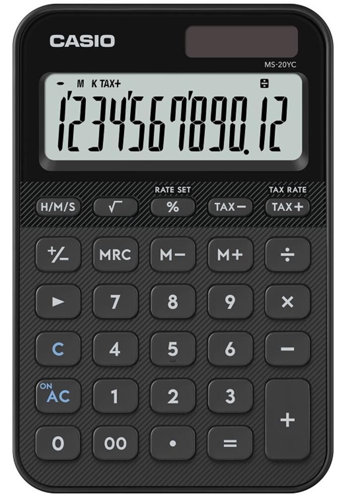 Casio MS-20YC-BK 12 Hane Siyah Masa Üstü Hesap Makinesi
