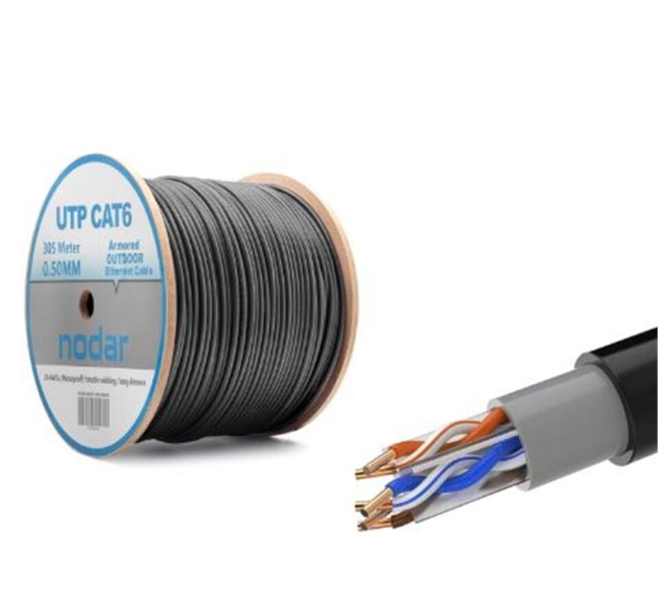 Nodar Nd2000 Utp Cat6 Dışmekan Kablo 23Awg Çift Pvc 4P- 1-0.50Mm Cca 305M Siyah