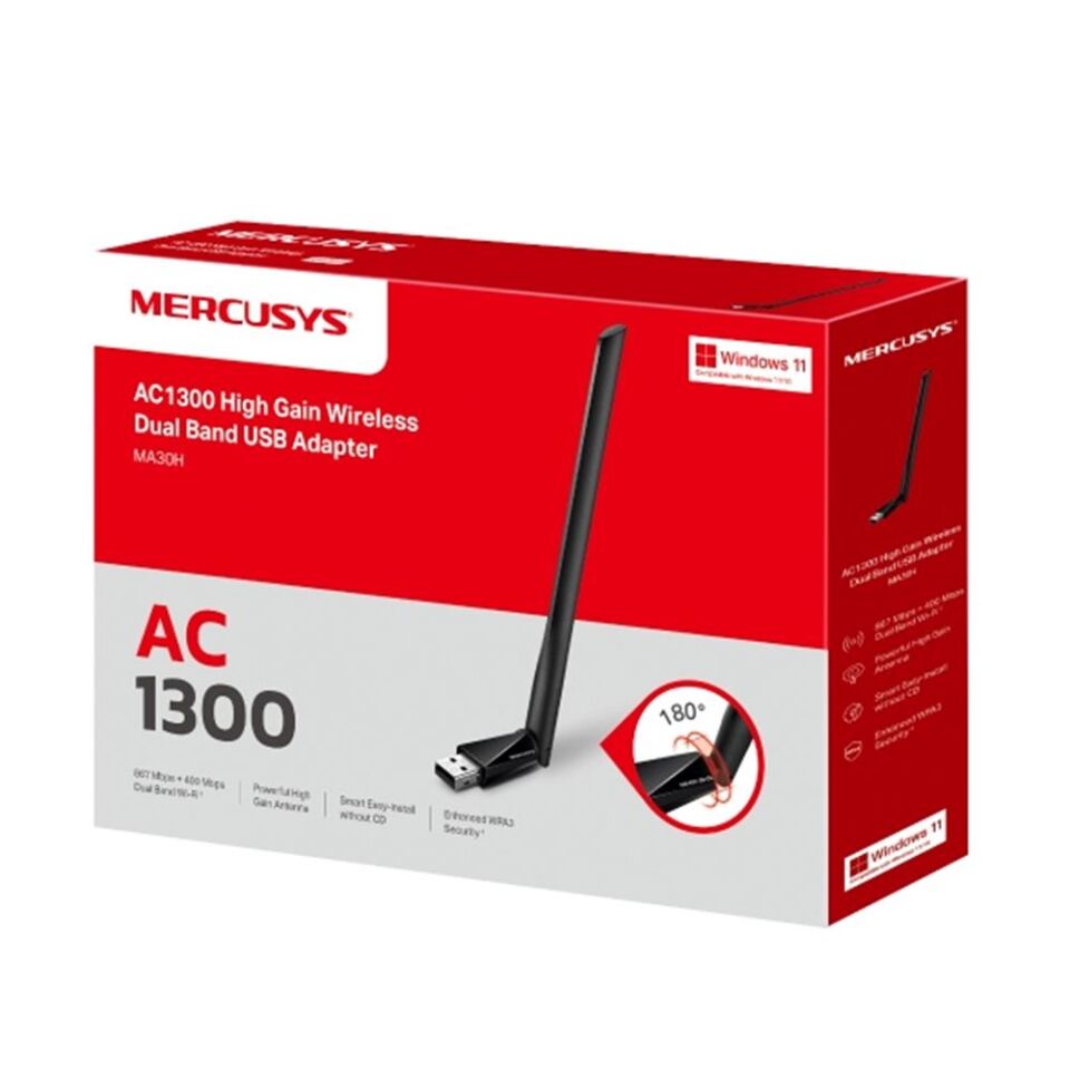 Tp-Link Mercusys MA30H AC1300 High Gain Wifi Dual Band USB Adaptör