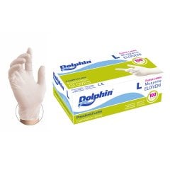 Dolphin Beyaz Lateks Eldiven Pudralı (L) 100lü Paket